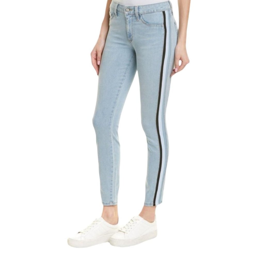 NWT Siwy Lauren Mid Rise Skinny Ankle Jeans Mixed Tape Side Stripe Light Size 25